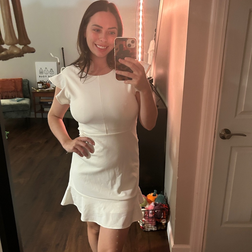Express White Ruffle Mini Dress - Picture 2 of 6